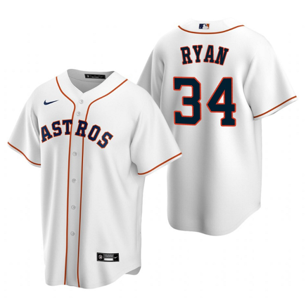 Men's White Houston Astros #34 Nolan Ryan Cool Base Stitched Jersey